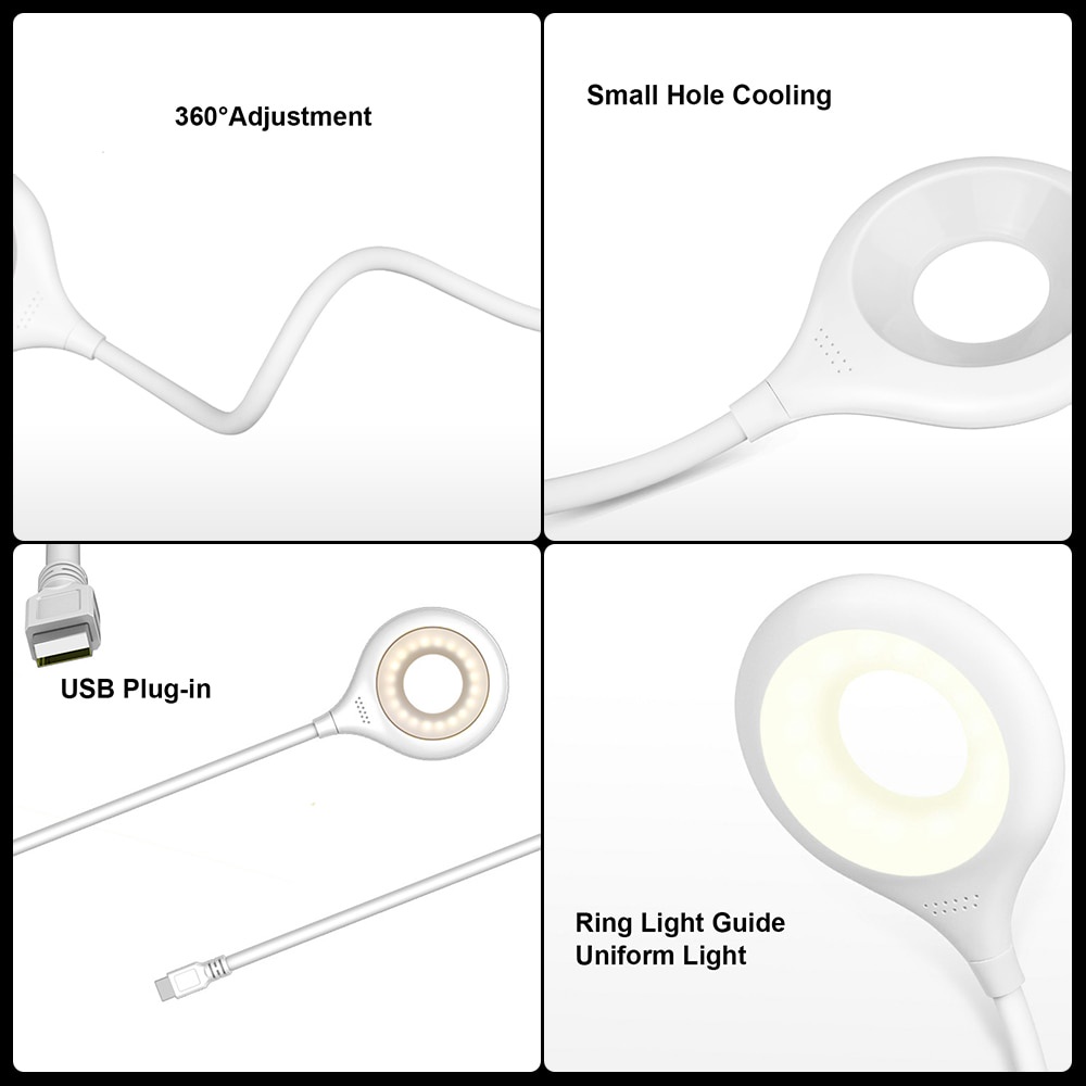 Lampu Ring Led Usb Lipat Portable Hemat Energi Proteksi Mata Untuk Meja Komputer