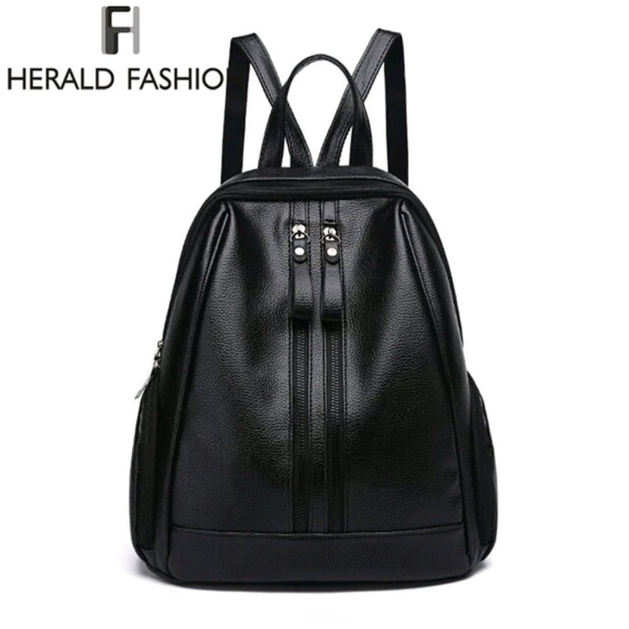 Tas RANSEL Wanita Kulit Asli KEREN Hitam Premium Leather / Tas Ransel Cewek