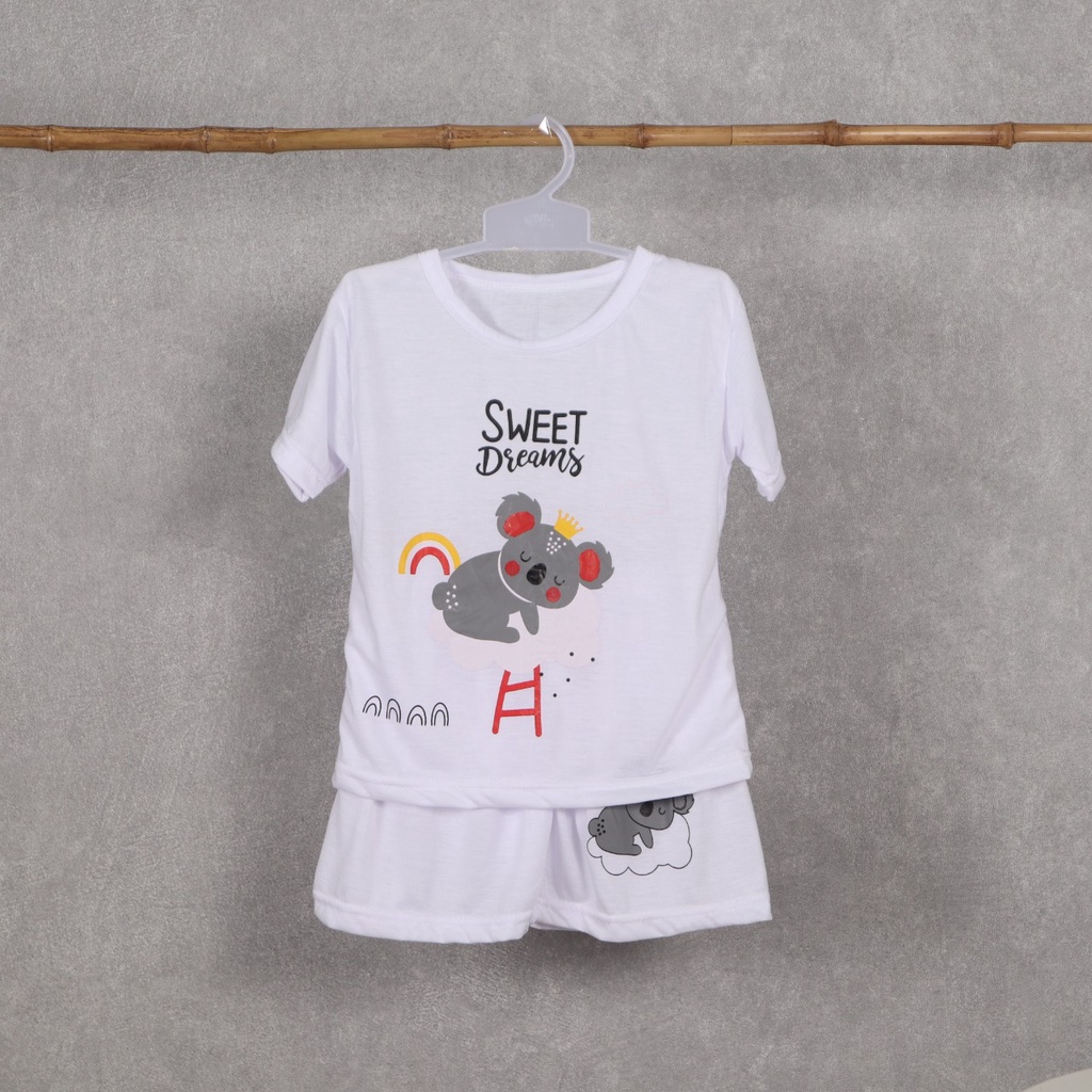 BEFAST - ZTL OOTD Setelan Anak KIRANA / Set Anak Sweet Dreams / Setelan Anak-Anak Perempuan / Set Atasan Kaos Lengan Penek+Celana Pendek / Onset Motif / Setelan Casual Anak / Keluaran Terbaru / Oneset Anak Perempuan Santai