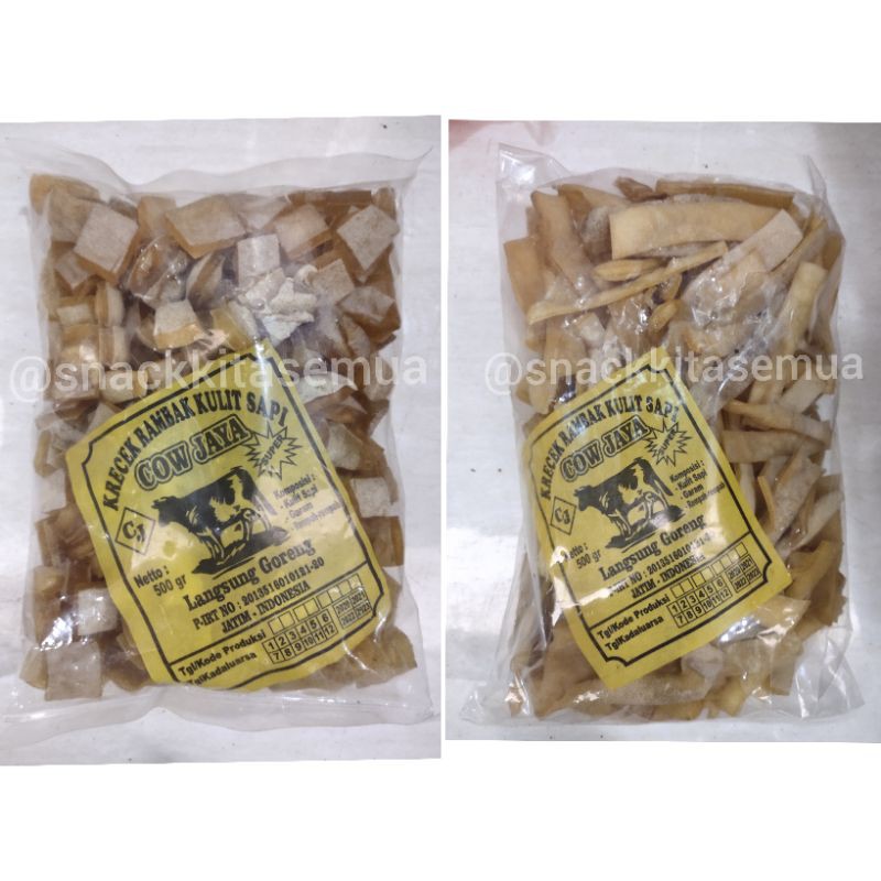 

KERUPUK RAMBAK SAPI MENTAH KOTAK DAN PANJANG 500 gr MERK COW JAYA