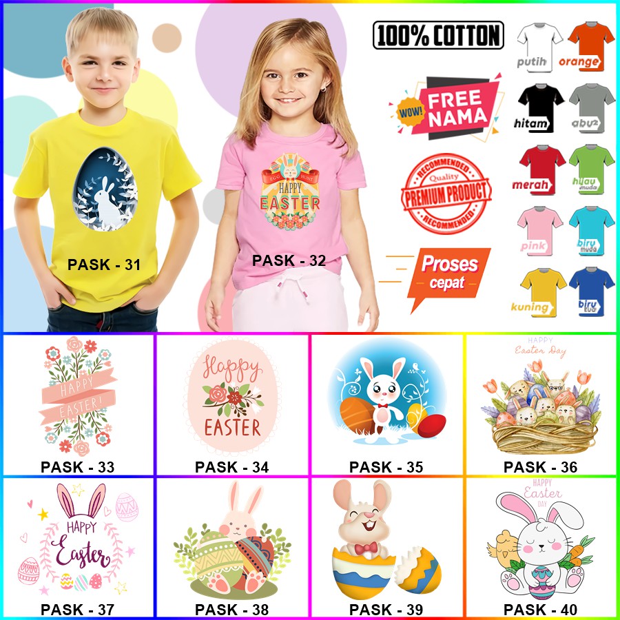 Baju Kaos ANAK DAN DEWASA PASKAH EASTER COUPLE (FREE NAMA)