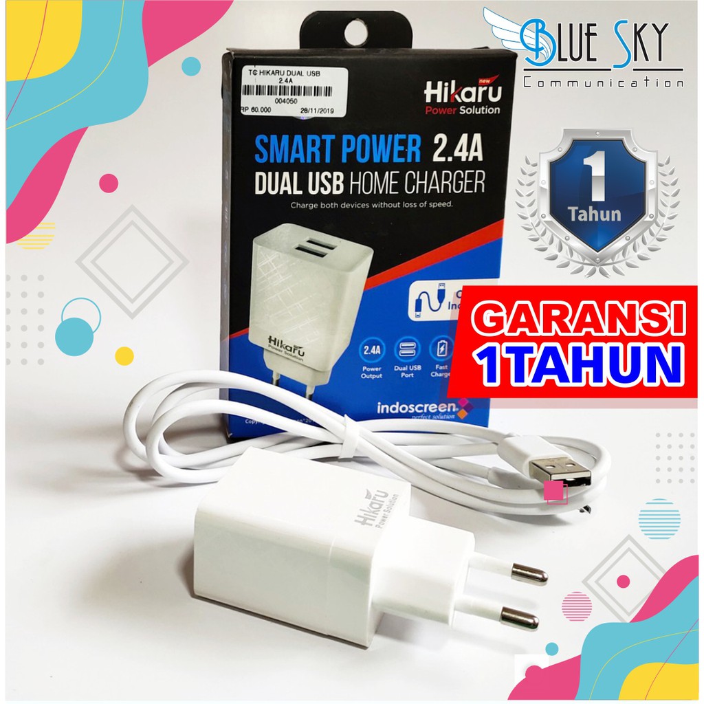 CHARGER DUAL USB 2.4A FAST CHARGING HIKARU SMART POWER