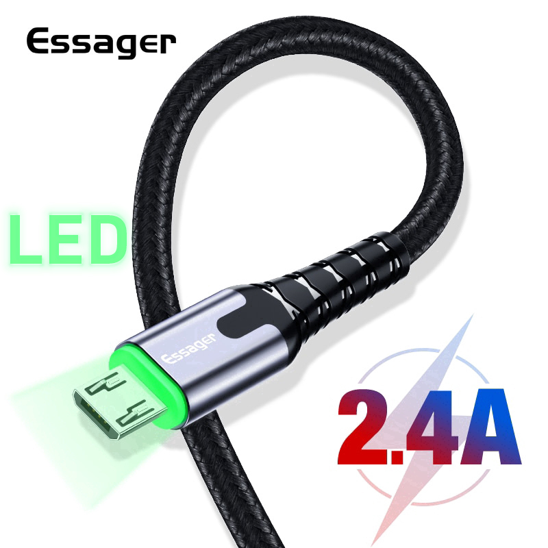 Essager Micro USB LED Fast Charging Data Cable Micro USB Charger for