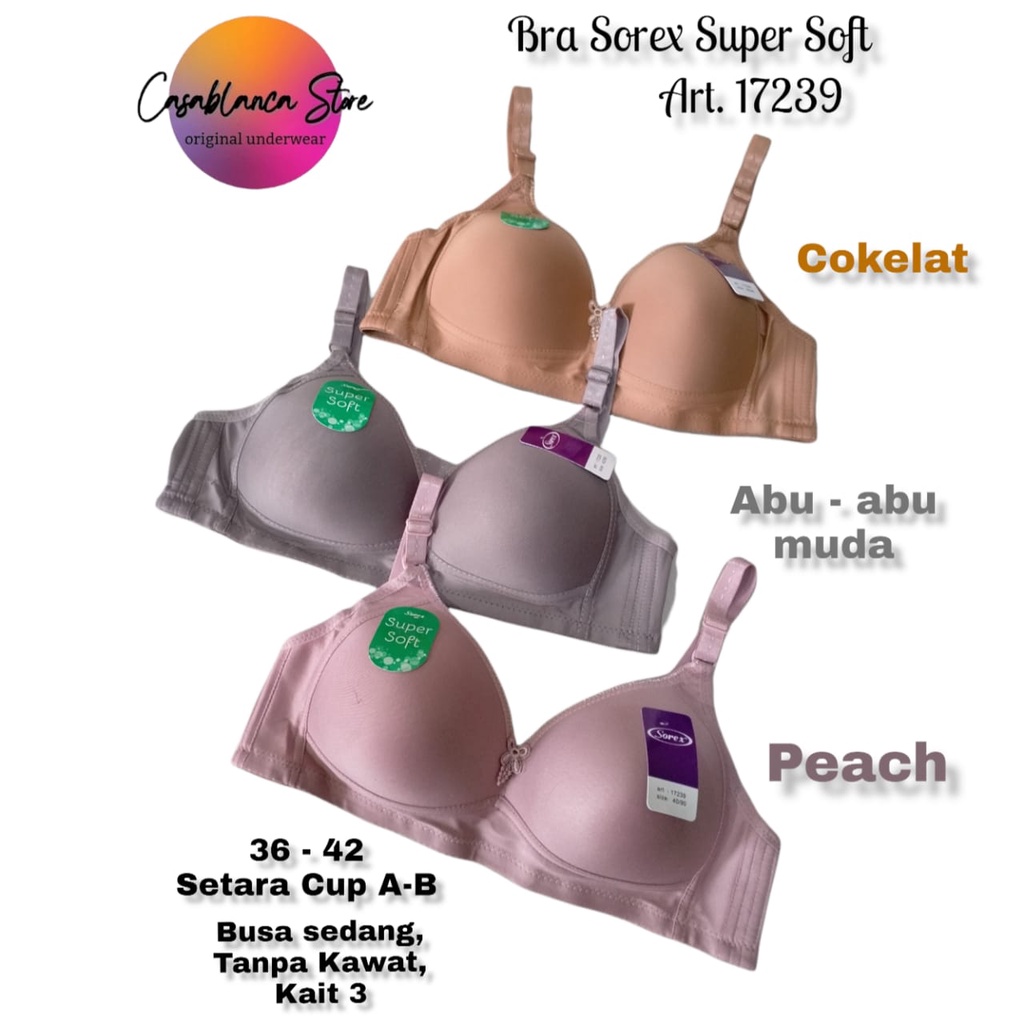 BH SOREX SUPER SOFT ART. 17239 Tanpa Kawat, Busa Sedang, Kait 3