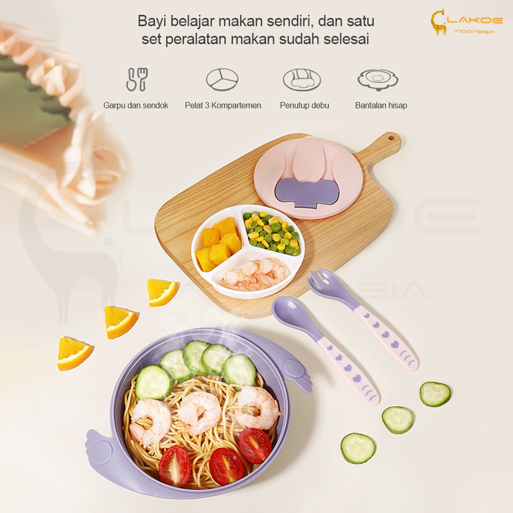 LAKOE Mangkok makan bayi mangkuk anak bayi set alat makan bayi anti tumpah