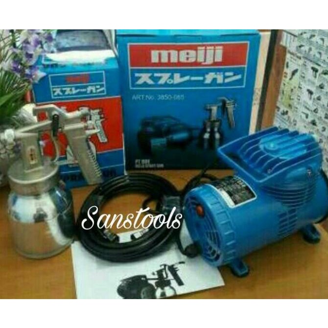 mini compressor MEIJI set PT888 + spray gun cat spraygun portable