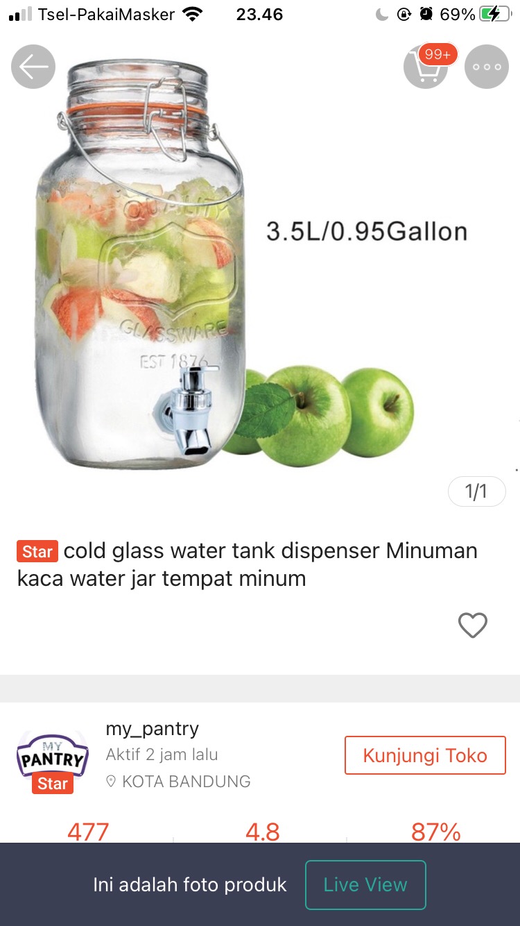 Cold Glass Water Tank Dispenser Minuman Kaca Water Jar Tempat Minum