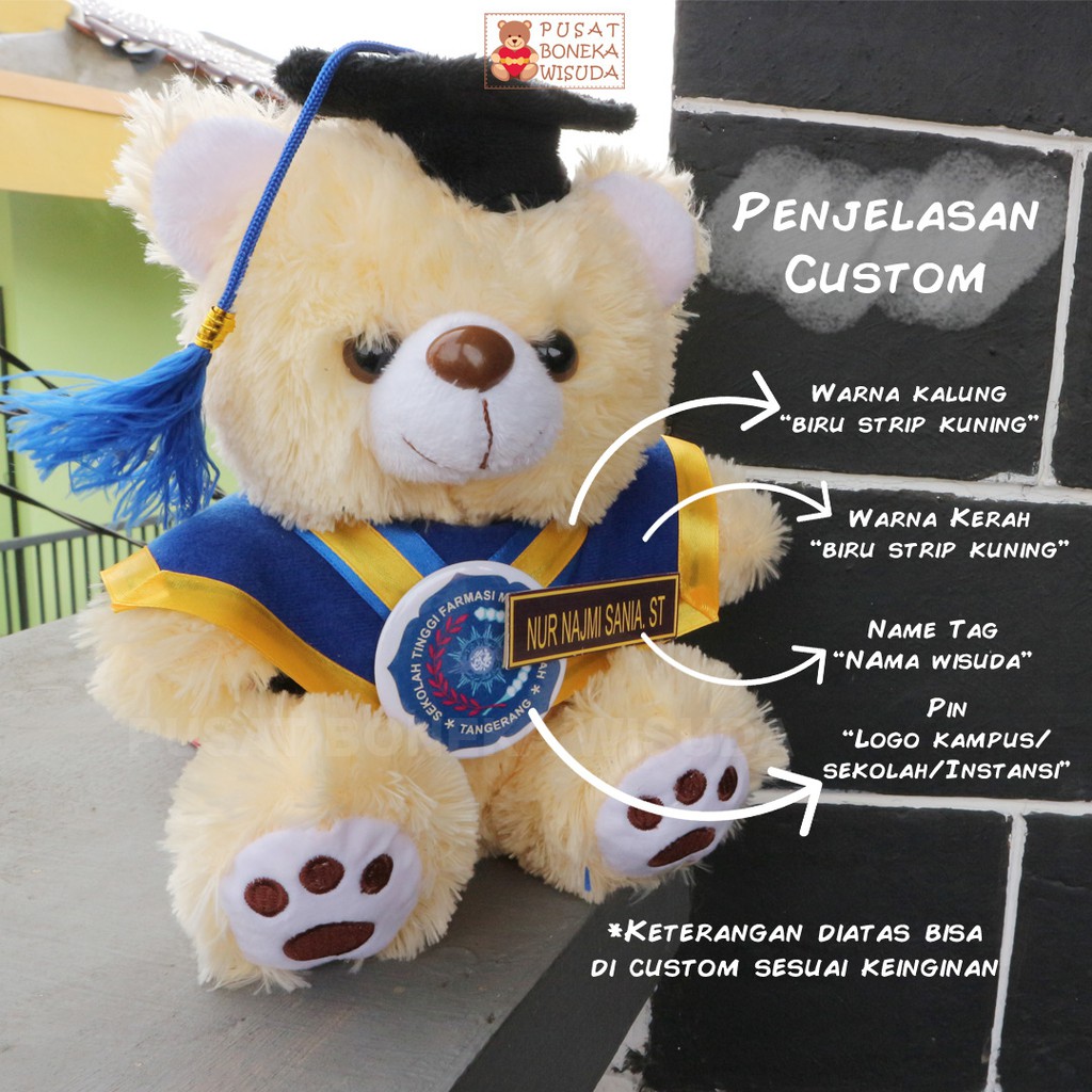 Boneka Wisuda Teddy Bear Ber Tedy Costom Kecil Mini Kado Wisuda Murah Hadiah Ulangtahun Grosir ultah