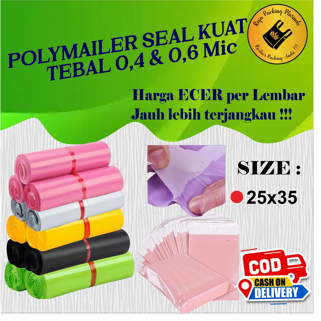 &lt;Ecer&gt; Polymailer Plastik Packing Uk 25x35 Tebal 0,4 dan 0,6 Plastik Olshop Plastik Perekat  Plastik Lem Plastik Packing