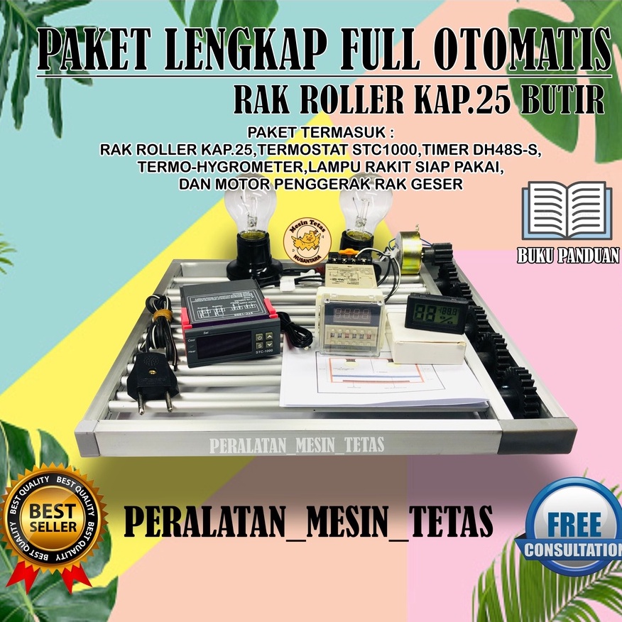 Paket Lengkap Rak Roller Mesin Tetas Full Otomatis Kapasitas 25 Butir Telur