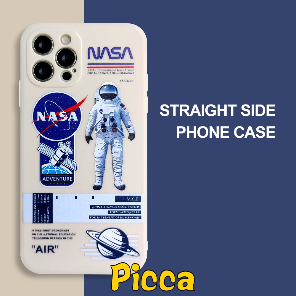 IPHONE Casing Ponsel Luar Angkasa Astronot Nasa Untuk Iphone11 14 13 12 Pro Max7 8 6 6s Plus XS Max XR X SE 2020 14 Pro Max Tepi Lurus Shockproof Soft TPU Cover