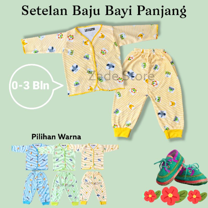 Setelan baju bayi lengan panjang newborn 0-6 bulan set piyama anak Cotton set baju lengan pendek baru lahir kaos celana kodok motif animal salur celana panjang kacamata