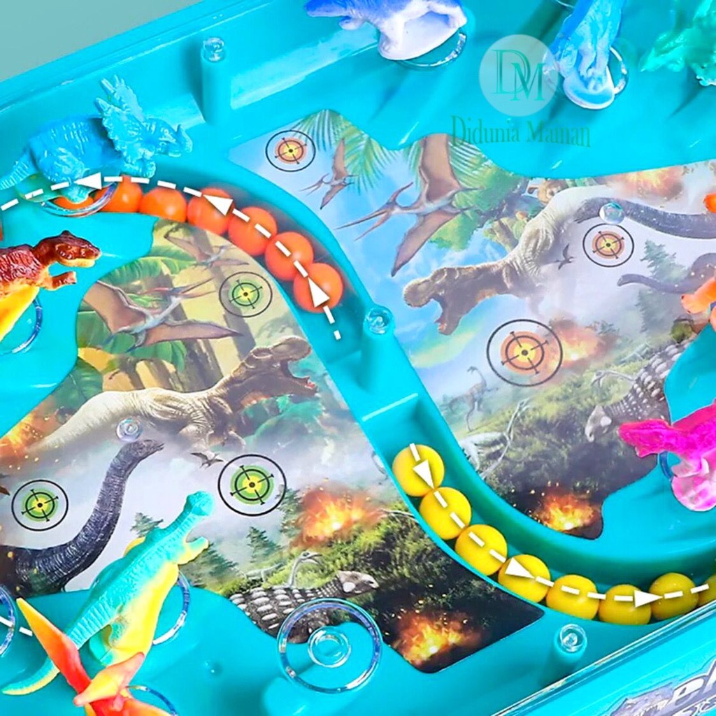 Mainan Dinosaurus Tembak Duel Dinosaur Ball Shooting Battle Board Game Set Anak Laki Laki Perempuan Dino Karet