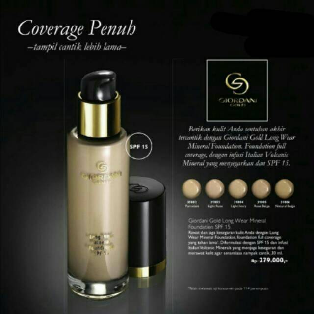 Long wear mineral foundation spf 15 giordani gold oriflame
