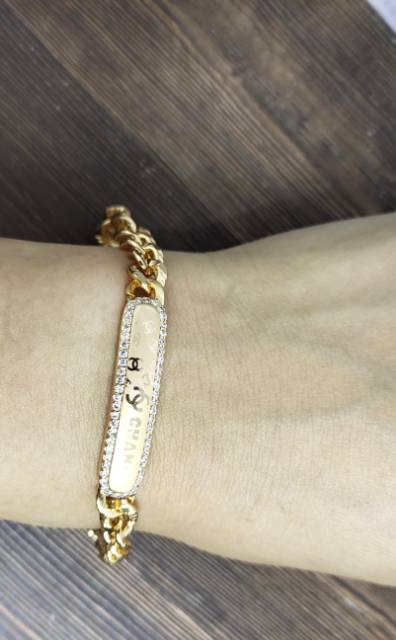 Fifi Fashion Gelang Tangan Plat Sisik Naga Lapis Emas