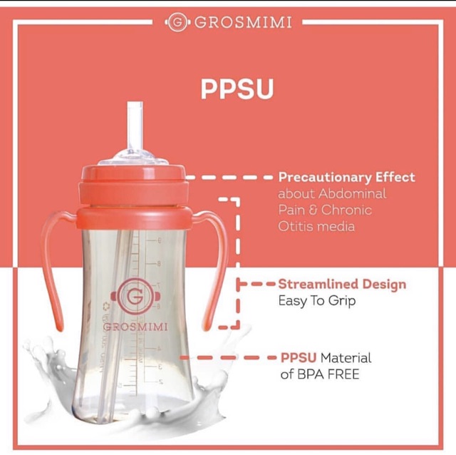 Grosmimi - PPSU Straw Cup 200ml &amp; 300ml