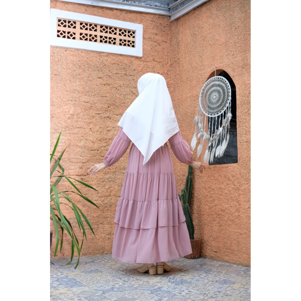 Vallina Outfit - Baju Gamis Maxi Polos / Felani Dress Muslim Wanita-2