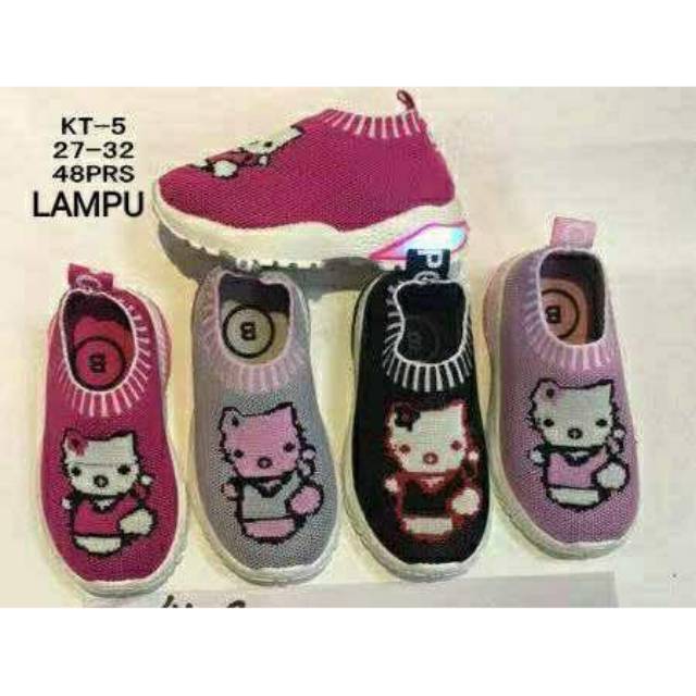 Sepatu slip on lampu hello kitty - slip on anak cewek import