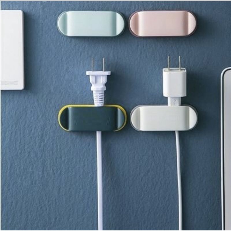 penjepit kabel charger hp isi 4 PCS klip kabel dinding tempel penjepit kabel klip perekat tembok Thread Holder Penyangga Kepala Colokan Charger