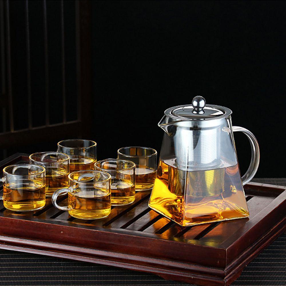 [Elegan] Teko Teh Transparan Tahan Panas Daun Kopi Stainless Steel Tea Strainers Kettle