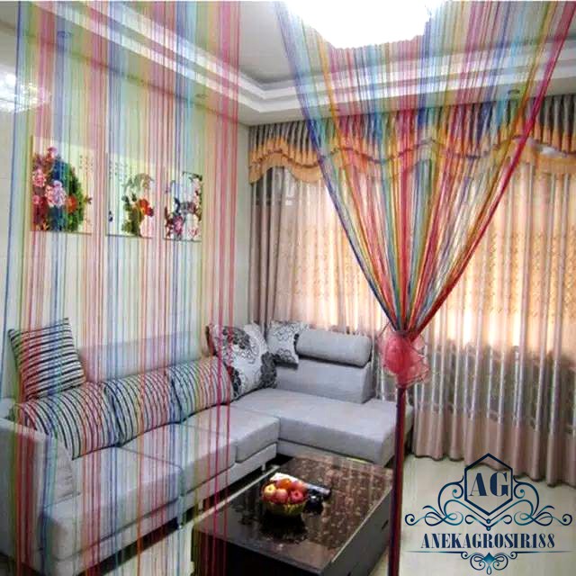 Tirai benang glitter rainbow