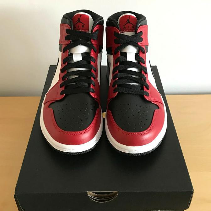 MURAH AJ1 AIR JORDAN 1 MID CHICAGO BLACK TOE ORIGINAL 554724-069