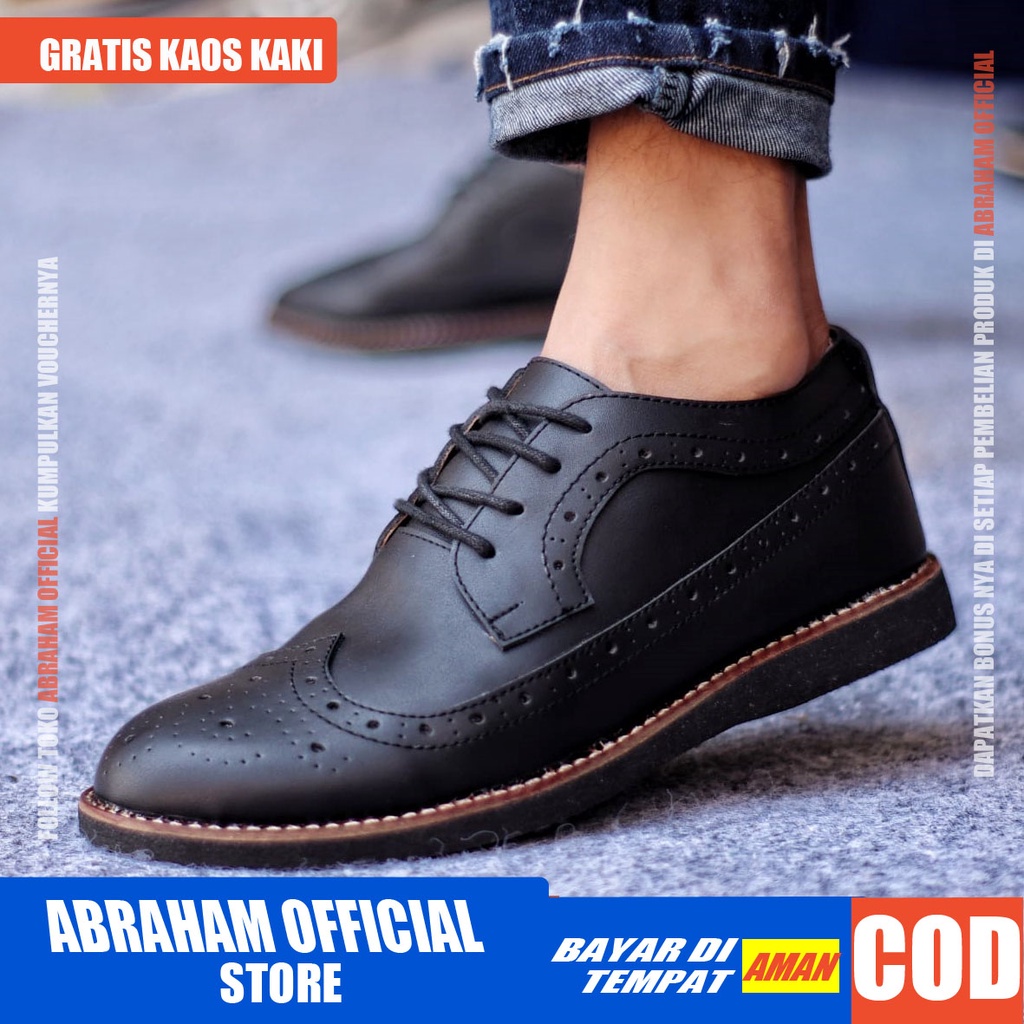 SAGA Sepatu Formal Pria Sepatu Casual  Kulit Pu Sepatu Pria Casual Pantofel Sepatu Kasual Cowok / Cowo Oxford Kerja Kantor Kuliah Kondangan Gaya Keren Kekinian Original Murah Terlaris