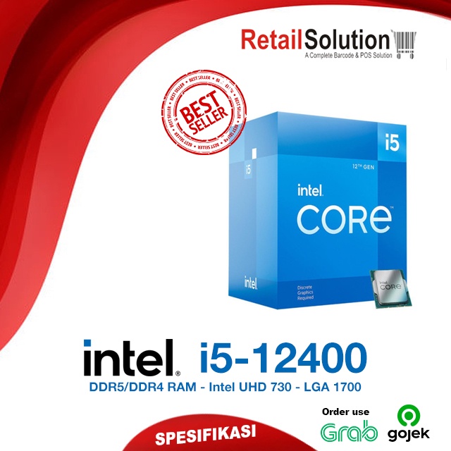 Processor CPU Intel LGA 1700 - Intel Core i5-12400 BOX Garansi Resmi