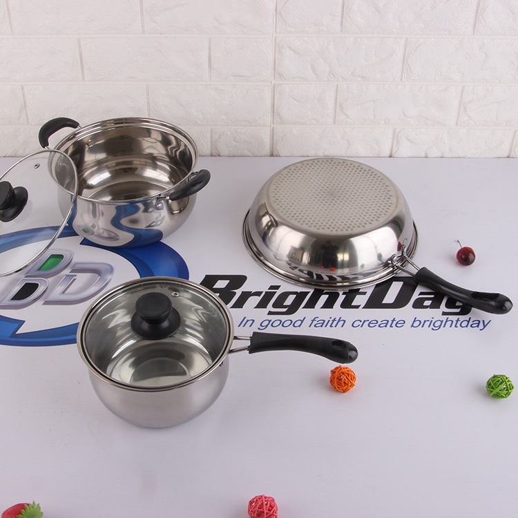 LMETJMA Set Panci Masak 3 in 1 Deep Frying Soup Pot Stainless Steel