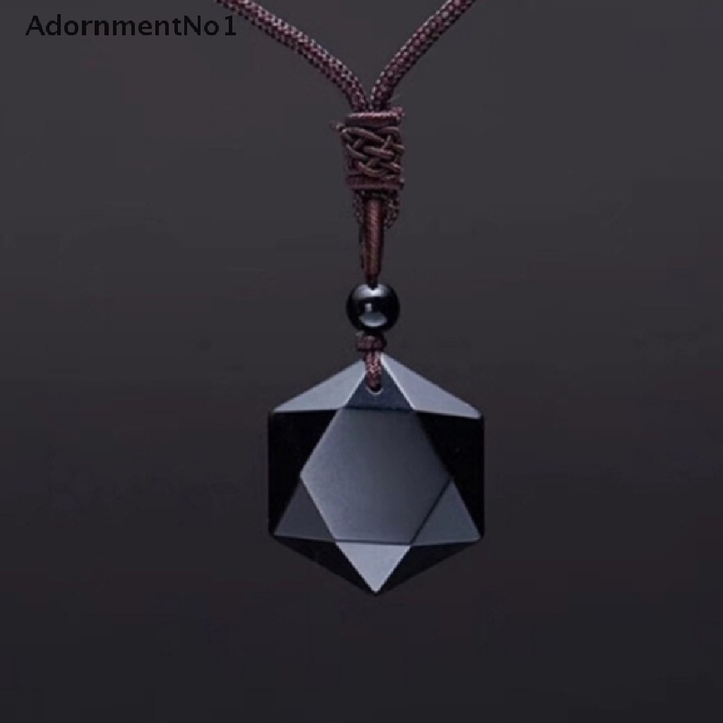 (AdornmentNo1) Kalung Jimat Keberuntungan Bahan Batu Obsidian + Kristal Untuk Wanita