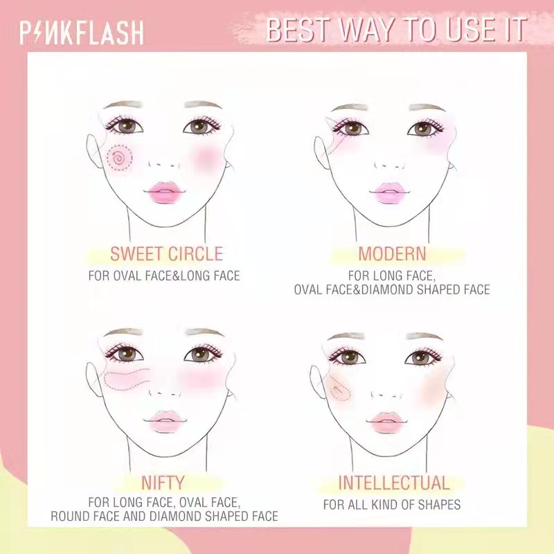 [ORI BPOM] PINKFLASH Soft Pigment Blush On | PINKFLASH Blush On Matte Shimmer Cheek Makeup 9 Colors | PINKFLASH Blush Soft Powder Kosmetik Blusher Cheek Makeup #PF-F01