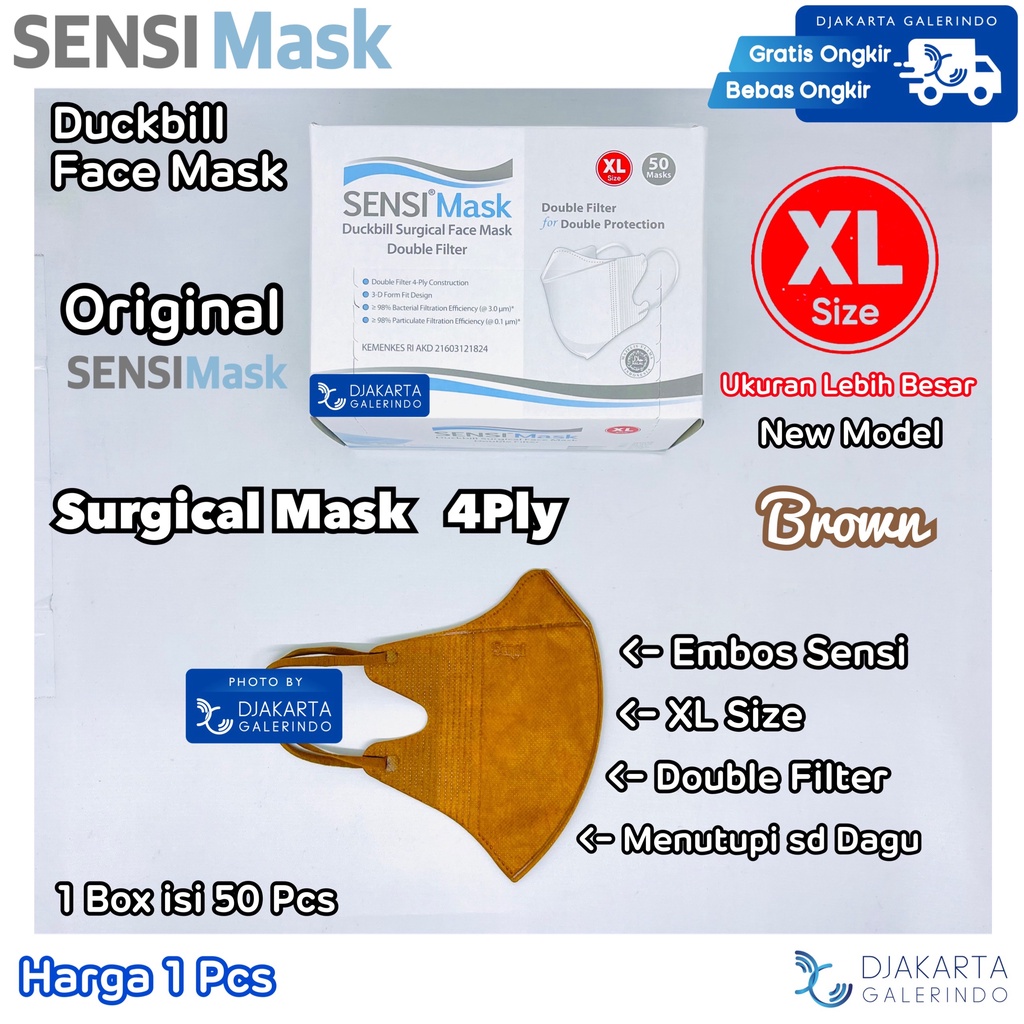 Masker Duckbill Sensi XL 4Ply Original Spring Winter Summer Autumn