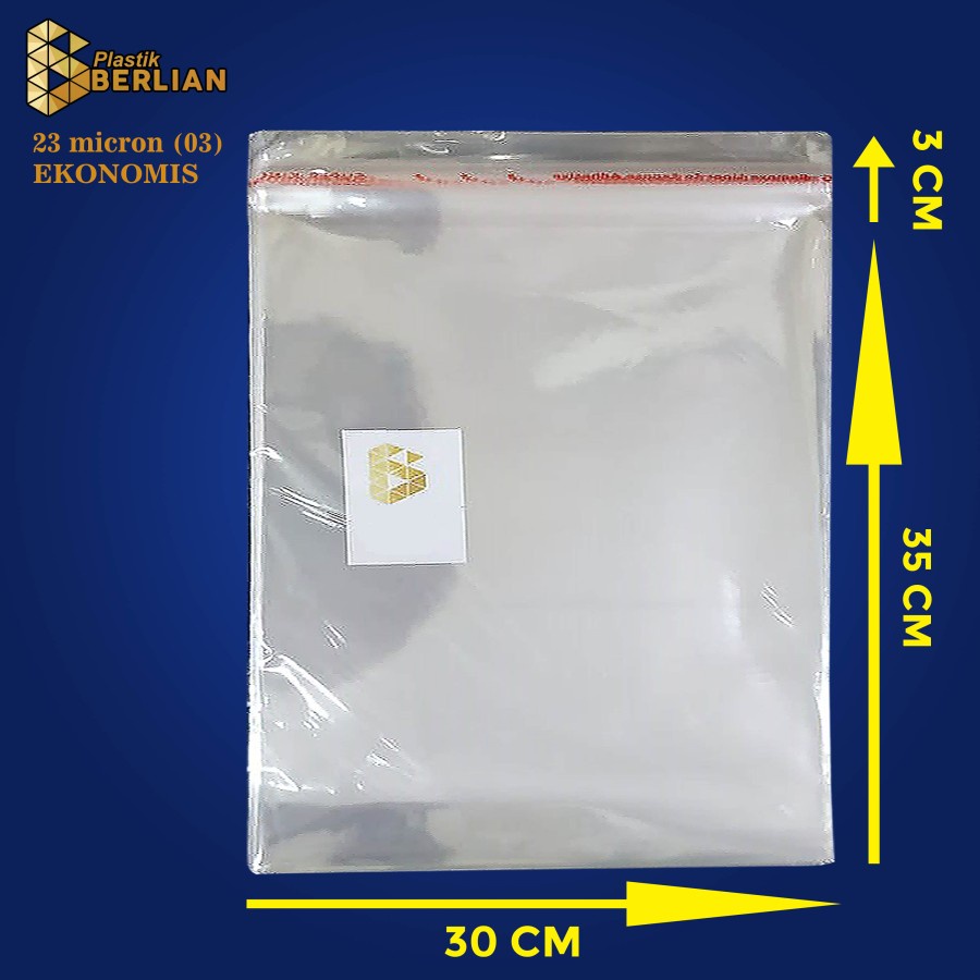 

30 x 35 cm Plastik OPP EKONOMIS 23micron (100 lbr) (lem/seal)