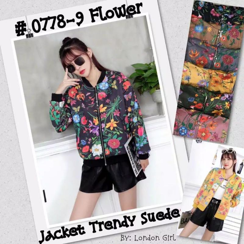 Jaket trendy suede flower 0778-9 by London Girl