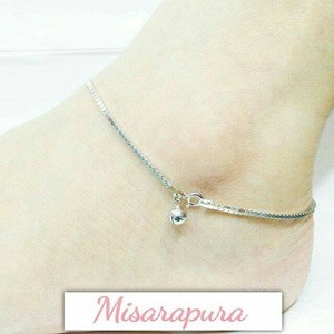GELANG KAKI MILANO PERAK / SILVER 925 LAPIS EMAS PUTIH ASLI ORIGINAL