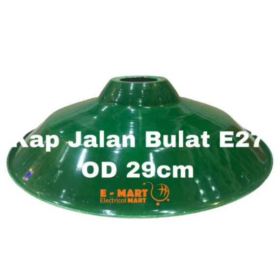 Kap Jalan 29cm E27 Fitting besi WD plastik E27 / Kap WD Hijau Gantung / Kap Jalan Anti Karat Almini