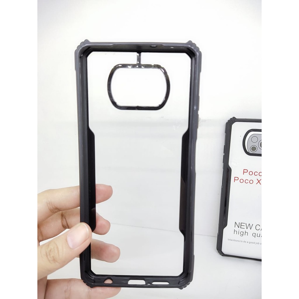 Anti Shocking Xiaomi Poco X3 6.67 Inch Hardcase Fusion List Hitam Acrylic Case