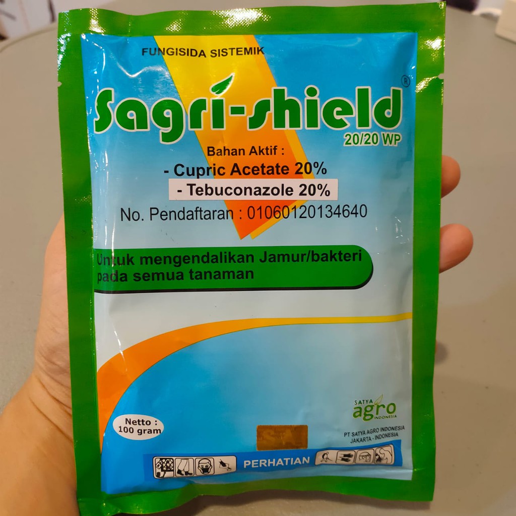 SAGRI-SHIELD 20/20 WP 100gram Fungisida Cupric Acetate 20% + Tebuconazole 20%