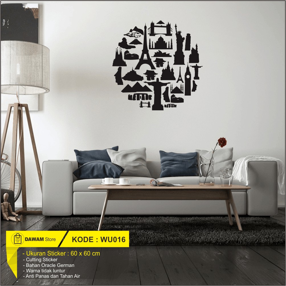 Cutting Sticker Dinding Wall Sticker Dekorasi rumah Keajaiban Dunia
