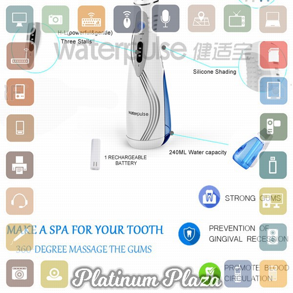 Waterpulse Dental Flosser Alat Semprot Pembersih Gigi - V400Plus - White`TX2BDL-