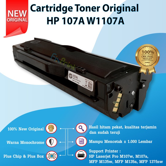 Cartridge Toner Original HP 107A W1107A Printer Laserjet Pro M107w M107a MFP M135w M135a M137fnw