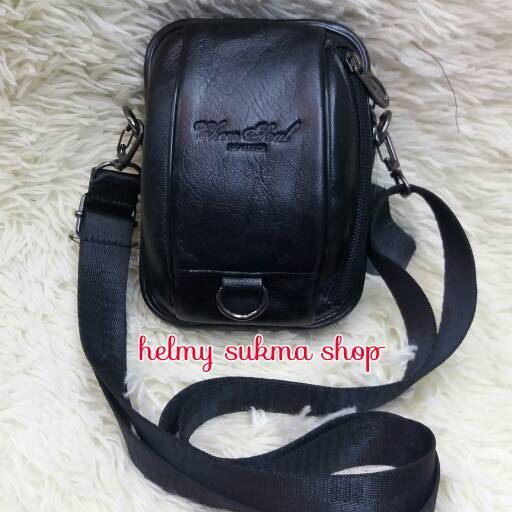 Coklat Import - Tas Selempang Kulit Pria 6141 Hitam/Coklat,Tas Import,Tas Kecil