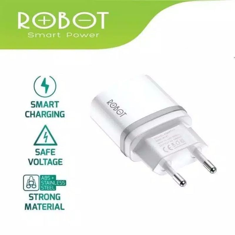 Charger ROBOT RT-K7 ORIGINAL Quick Charge +Kabel Data 1M Fireproof Charger Putih