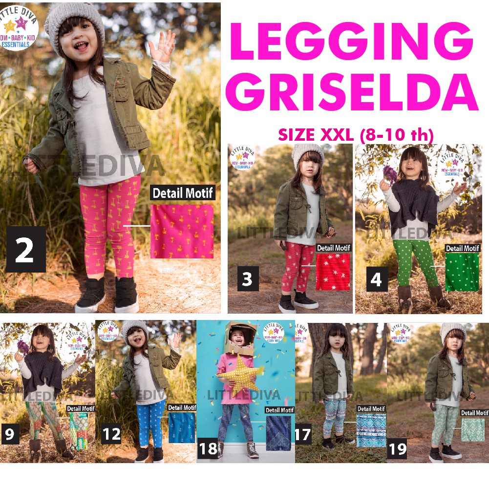 GRISELDA Legging Size XXL (8 - 10 th) Leging anak cewe lejing anak perempuan katun kaos gg