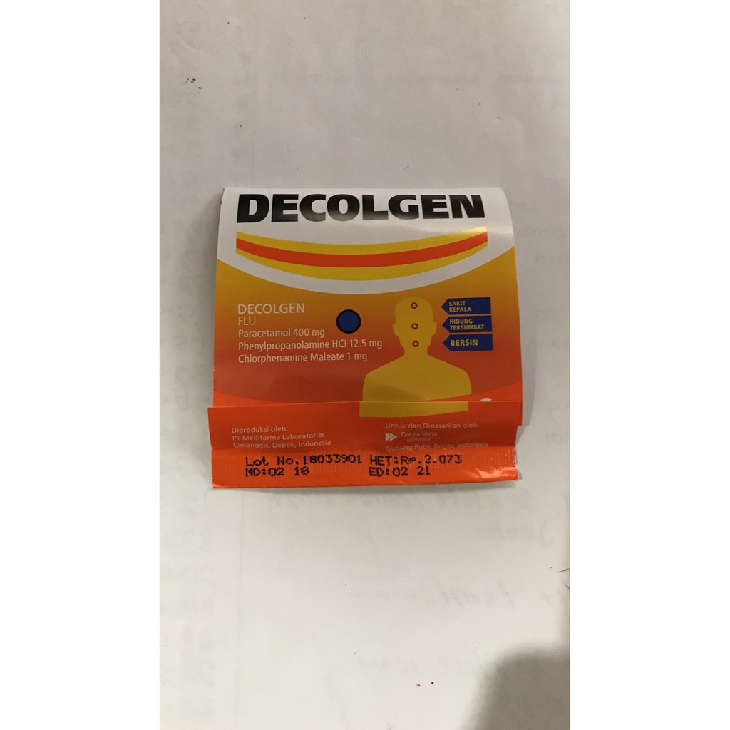 Jual Decolgen 1 Strip / 4 Tablet / Kaplet / Obat Flu Sakit Kepala Demam
