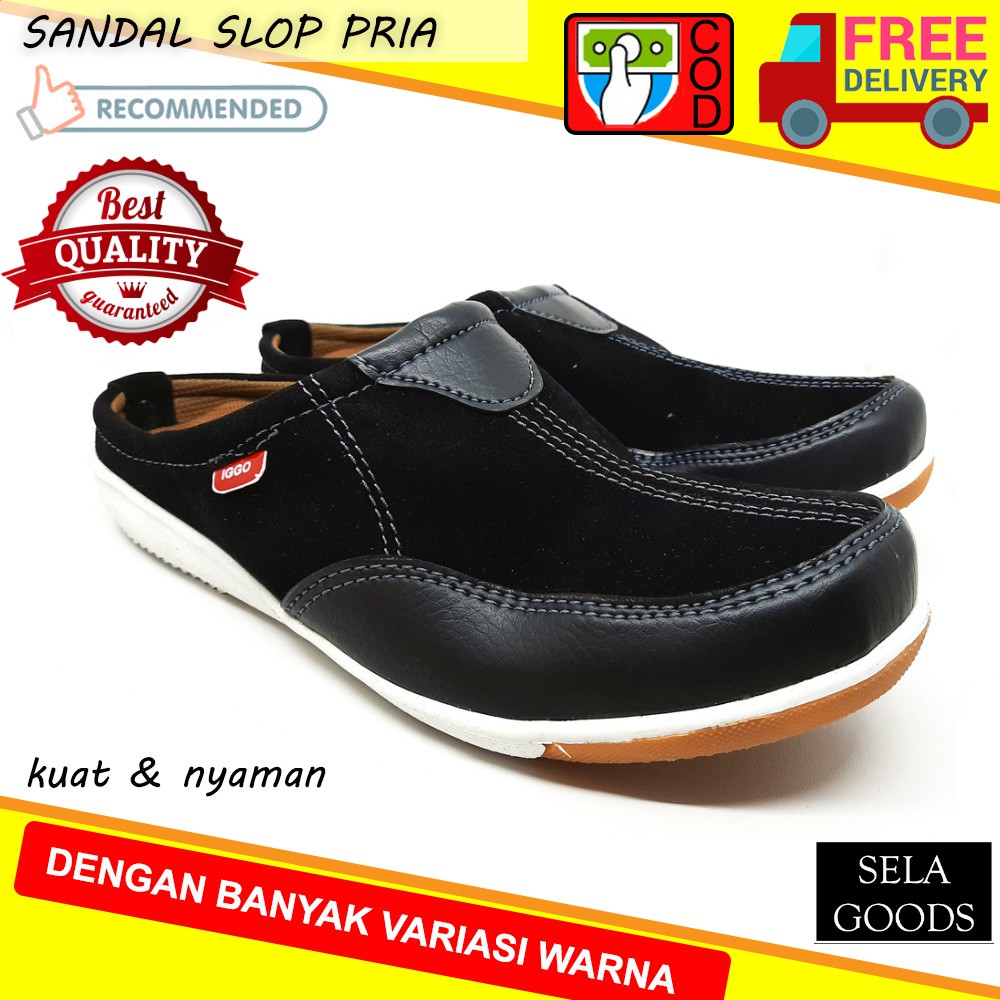 SANDAL SLOP PRIA SANDAL SELOP PRIA SENDAL PRIA CASUAL SLIP ON SANDAL KASUAL PRIA COD HITAM