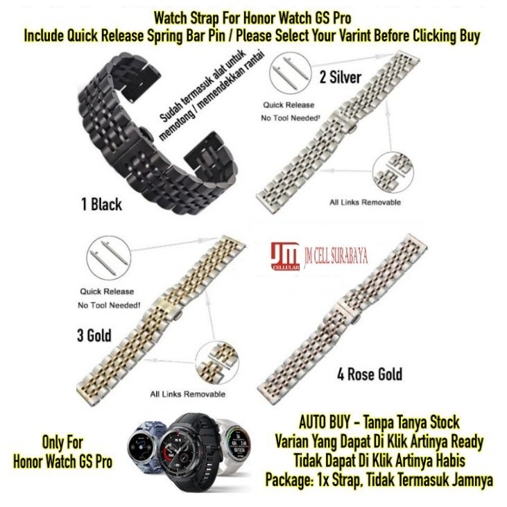 Tali Jam Watch Strap Honor Watch GS Pro - Dual Color Stainless Steel