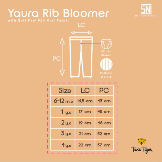 Twin Tiger Baby - Legging Baby Anak - Yaura Rib - SNI - 6 bulan - 5 tahun CBKS