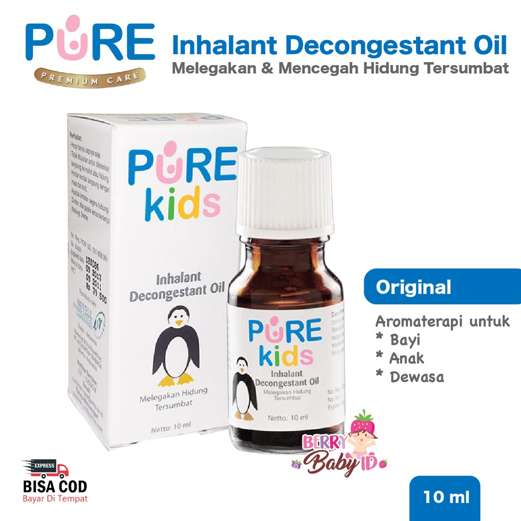 Pure Kids Inhalant Decongestant Oil Aromaterapi Melegakan Hidung Tersumbat Pilek &amp; Flu Berry Mart