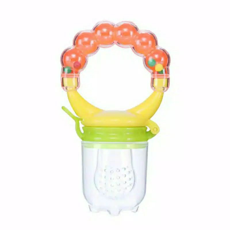 {SAP•HOME} Empeng Buah kerincingan mainan / Pacifier Fruit Sayur Bayi Gigit Makan Teether-Orange+